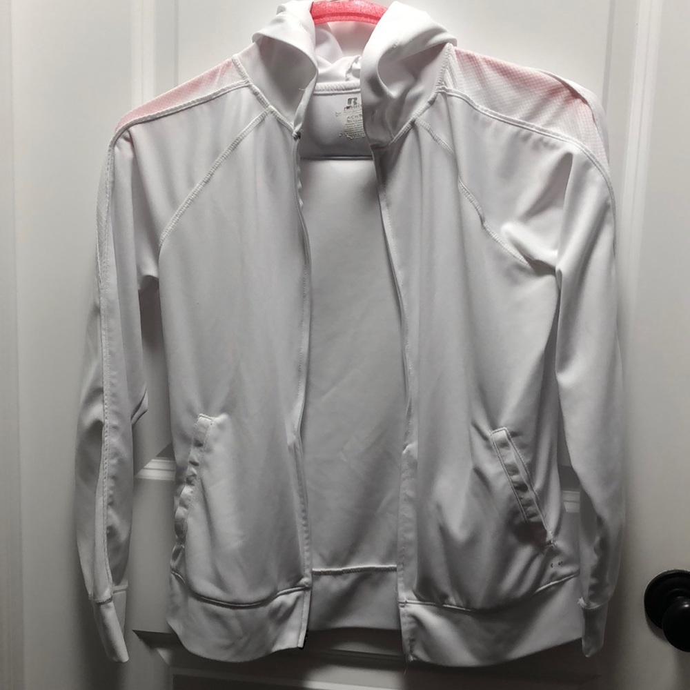 Athletic White Hoodie Zip